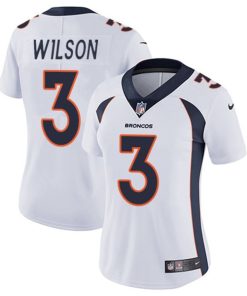 Women's Denver Broncos #3 Russell Wilson White Vapor Limited Stitched Jersey(Run Small)