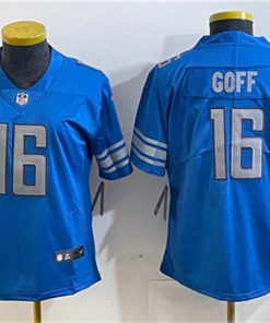 Women's Detroit Lions #16 Jared Goff Blue Vapor Limited Stitched Football Jersey(Run Smaller)