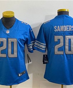 Women's Detroit Lions #20 Barry Sanders Blue Vapor Limited Stitched Football Jersey(Run Smaller)