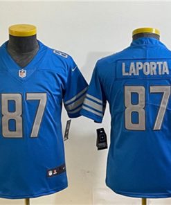 Women's Detroit Lions #87 Sam LaPorta Blue Vapor Limited Stitched Football Jersey(Run Smaller)