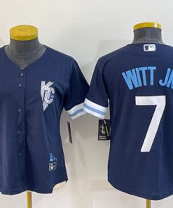 Women's Kansas City Royals #7 Bobby Witt Jr. 2022 Navy City Connect Cool Base Stitched Jersey(Run Small)