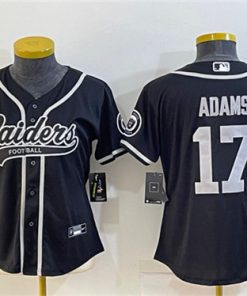 Women's Las Vegas Raiders #17 Davante Adams Black With Patch Cool Base Stitched Baseball Jersey(Run Small)