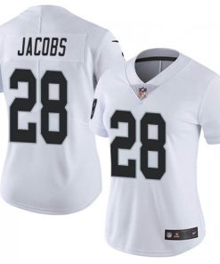 Women's Las Vegas Raiders #28 Josh Jacobs White Vapor Untouchable Limited Stitched Jersey(Run Small)