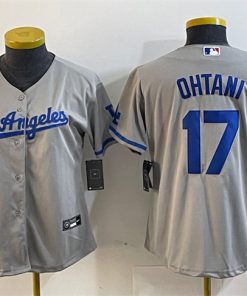 Women's Los Angeles Dodgers #17 Shohei Ohtani Gray Stitched Jersey(Run Small)