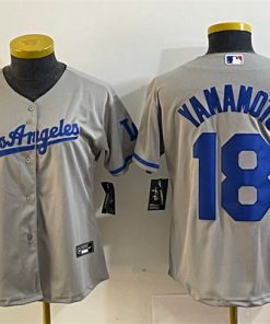 Women's Los Angeles Dodgers #18 Yoshinobu Yamamoto Gray Stitched Jersey(Run Small)