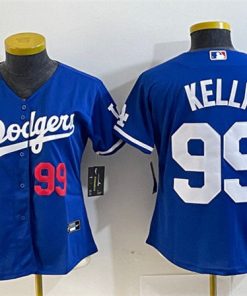 Women's Los Angeles Dodgers #99 Joe Kelly Blue With Patch Stitched Baseball Jersey(Run Small)
