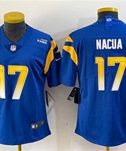 Women's Los Angeles Rams #17 Puka Nacua Blue Vapor Untouchable Limited Stitched Football Jersey(Run Small)