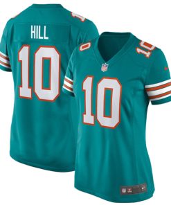Women's Miami Dolphins #10 Tyreek Hill Aqua Color Rush Stitched Jersey(Run Small)