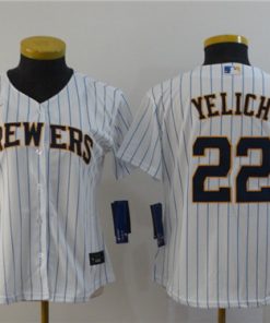 Women's Milwaukee Brewers #22 Christian Yelich White Cool Base Stitched MLB Jersey(Run Small)1