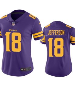 Women's Minnesota Vikings #18 Justin Jefferson Purple Limited Rush Stitched Jersey