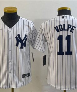 Women's New York Yankees #11 Anthony Volpe White Cool Base Stitched Jersey(Run Small)