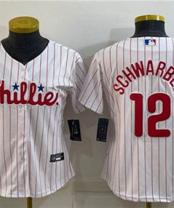 Women's Philadelphia Phillies #12 Kyle Schwarber White Stitched Baseball Jersey(Run Small)