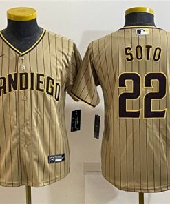 Women's San Diego Padres #22 Juan Soto Brown Cool Base Stitched Baseball Jersey(Run Small)