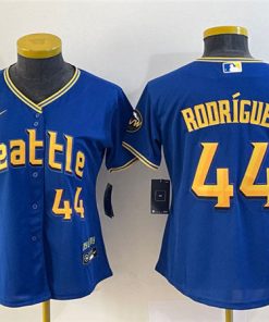 Women's Seattle Mariners #44 Julio Rodriguez Royal 2023 City Connect With Patch Stitched Baseball Jersey(Run Small)