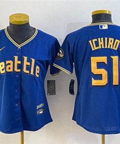 Women's Seattle Mariners #51 Ichiro Suzuki Royal 2023 City Connect Stitched Baseball Jersey(Run Small)