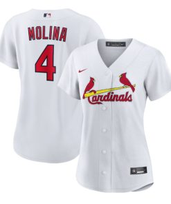 Women's St.Louis Cardinals #4 Yadier Molina White Stitched Baseball Jersey(Run Small)