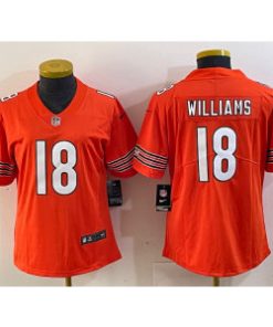 Bears 18 Caleb Williams Orange Vapor Untouchable Limited Women Jersey