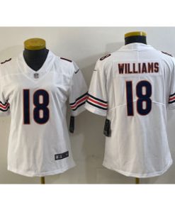 Bears 18 Caleb Williams White Vapor Untouchable Limited Women Jersey