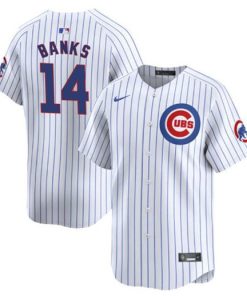 Men's Chicago Cubs #14 Ernie Banks White Cool Base Stitched Baseball Jersey