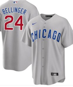 Men's Chicago Cubs #24 Cody Bellinger Grey Cool Base Stitched Jersey