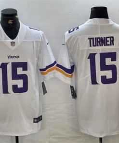 Men's Minnesota Vikings #15 Dallas Turner White 2024 Draft Vapor Untouchable Limited Football Stitched Jersey