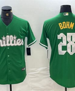 Men's Philadelphia Phillies #28 Alec Bohm Green 2024 City Connect Stitched Jersey