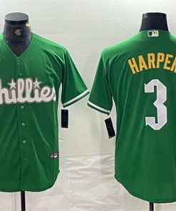 Men's Philadelphia Phillies #3 Bryce Harper Green 2024 City Connect Stitched Jersey