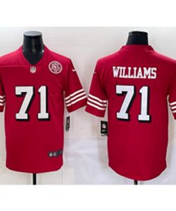 49ers 71 Williams Red Team Logo Vapor Limited Men Jersey
