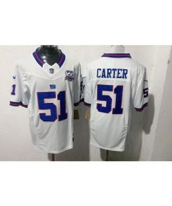 Giants 51 Abdul Carter White F.U.S.E. Vapor Limited Men Jersey with 100th patch