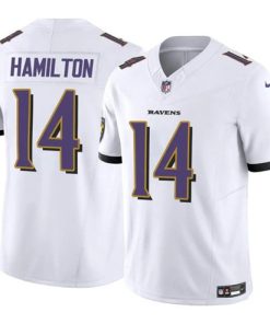 Men's Baltimore Ravens #14 Kyle Hamilton White 2025 F.U.S.E. Vapor Limited Football Jersey