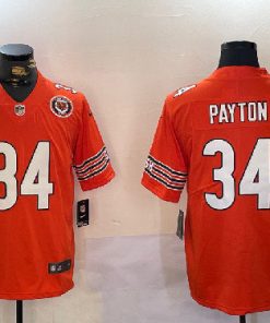 Men's Chicago Bears #34 Walter Payton Orange Football Stitched Jersey with Patch