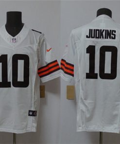 Men's Cleveland Browns #10 Quinshon Judkins White 2025 Draft F.U.S.E. Vapor Limited Football Stitched Jersey
