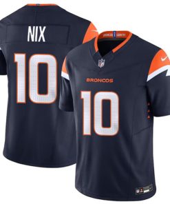 Men's Denver Broncos #10 Bo Nix Navy 2024 Draft F.U.S.E. Alternate Vapor Limited Football Stitched Jersey