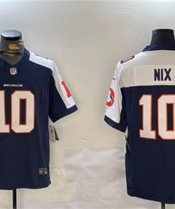 Men's Denver Broncos #10 Bo Nix Navy 2024 F.U.S.E. V2 Throwback Vapor Limited Alternate Stitched Jersey