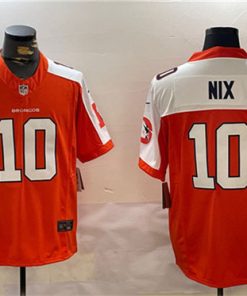 Men's Denver Broncos #10 Bo Nix Orange 2024 F.U.S.E. Throwback Vapor Limited Alternate Stitched Jersey