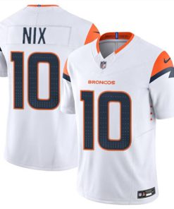 Men's Denver Broncos #10 Bo Nix White 2024 Draft F.U.S.E. Vapor Limited Football Stitched Jersey