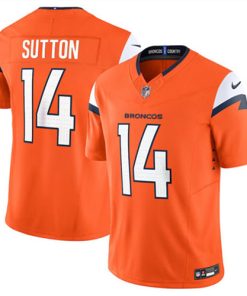 Men's Denver Broncos #14 Courtland Sutton Orange 2024 F.U.S.E. Vapor Limited Football Stitched Jersey