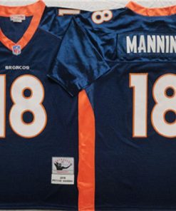 Men's Denver Broncos #18 Peyton Manning Navy Throwback Stitched Jersey
