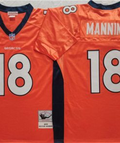 Men's Denver Broncos #18 Peyton Manning Orange Throwback Stitched Jersey