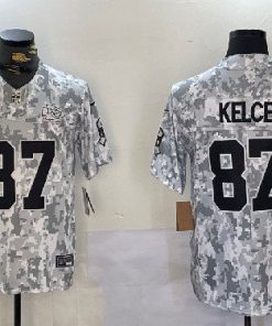Men's Kansas City Chiefs #87 Travis Kelce Arctic Camo 2024 F.U.S.E. Salute To Service Limited Football Stitched Jersey