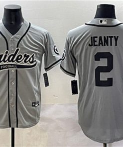 Men's Las Vegas Raiders #2 Ashton Jeanty Grey Cool Base Stitched Baseball Jersey