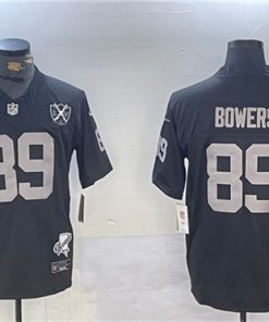 Men's Las Vegas Raiders #89 Brock Bowers Black 2024 F.U.S.E With Nevada Silver Stat Patch And 65th Anniversary Patch 4-Star C Patch Football Stitched Jersey