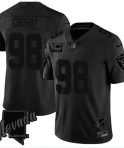 Men's Las Vegas Raiders #98 Maxx Crosby Balck 3-Star C Patch Vapor Untouchable Football Stitched Jersey