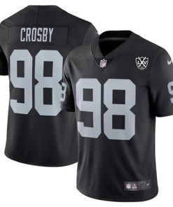 Men's Las Vegas Raiders #98 Maxx Crosby Black 2024 65th Anniversary Patch Vapor Limited Football Stitched Jersey