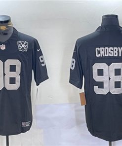 Men's Las Vegas Raiders #98 Maxx Crosby Black F.U.S.E. 65th Anniversary Patch Vapor Untouchable Stitched Baseball Jersey