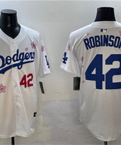 Men's Los Angeles Dodgers #42 Jackie Robinson White 2025 Tokyo Series Limited Stitched Baseball Jersey