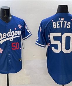 Men's Los Angeles Dodgers #50 Mookie Betts Royal 2025 Tokyo Series Limited Stitched Baseball Jersey