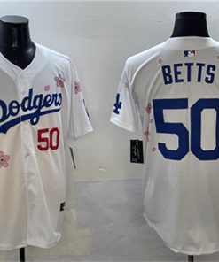 Men's Los Angeles Dodgers #50 Mookie Betts White 2025 Tokyo Series Limited Stitched Baseball Jersey