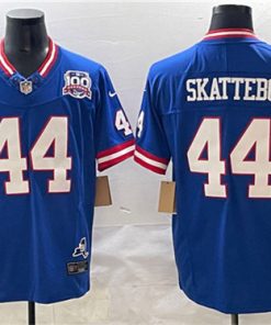 Men's New York Giants #44 Cam Skattebo Royal 2025 Draft F.U.S.E. 100th Season & State Patch Vapor Limited Football Stitched Jersey