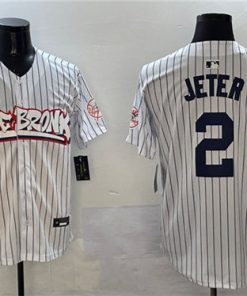 Men's New York Yankees #2 Derek Jeter White Bronx Graffiti Vapor Limited Stitched Baseball Jersey